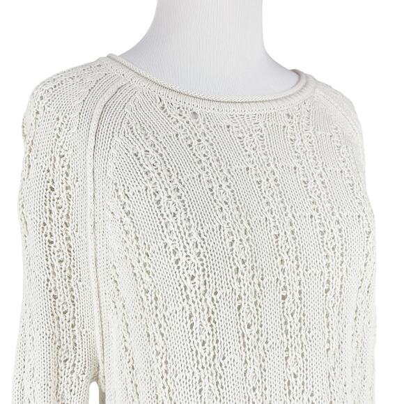 ANTHROPOLOGIE SPARROW "Collected" Pullover Open Knit Ivory White Sweater Size XS - Picture 3 of 8